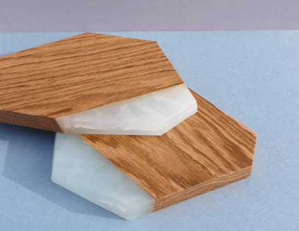 planche de présentation bois résine effet glace